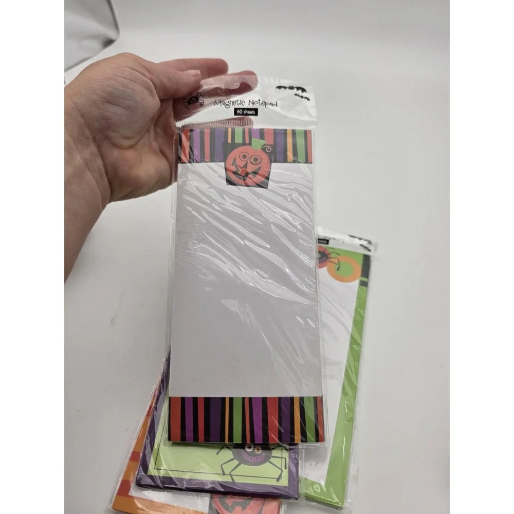 Nos Vtg Halloween theme 8.25 x 4 Magnetic notepads - 4 Packs of 60- New